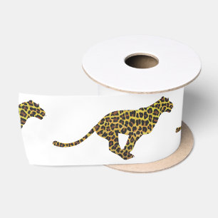 Leopard Brown und Gelbe Siloette Satinband