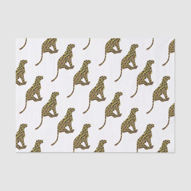 Leopard Brown und Gelbe Siloette Seidenpapier (Vorderseite)