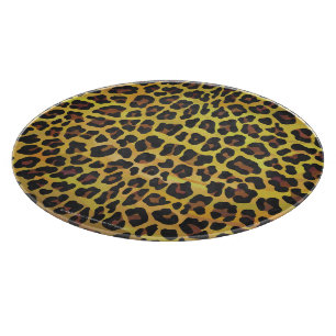 Leopard Brown und gelber Druck-rundes Schneidebrett