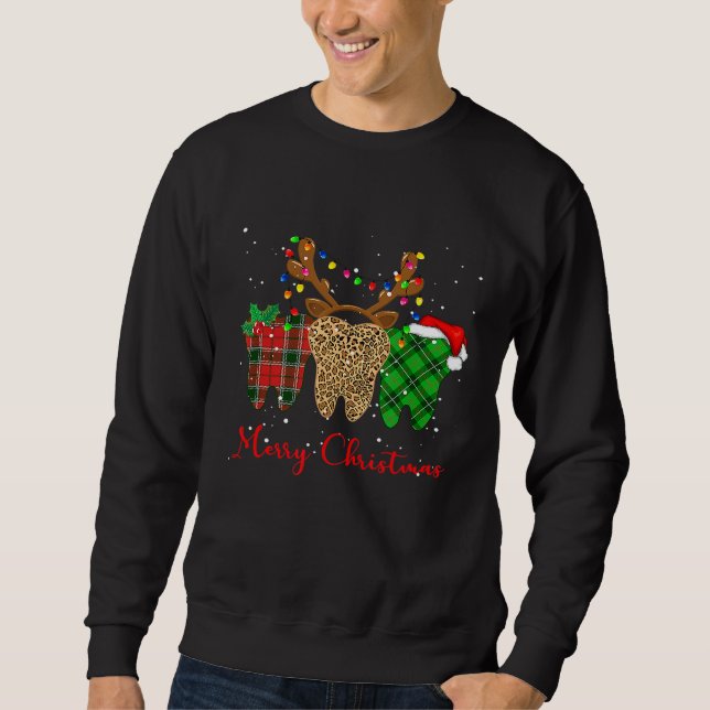 Leopard Buffalo Kariert Tooth Christmas Lights Den Sweatshirt (Vorderseite)