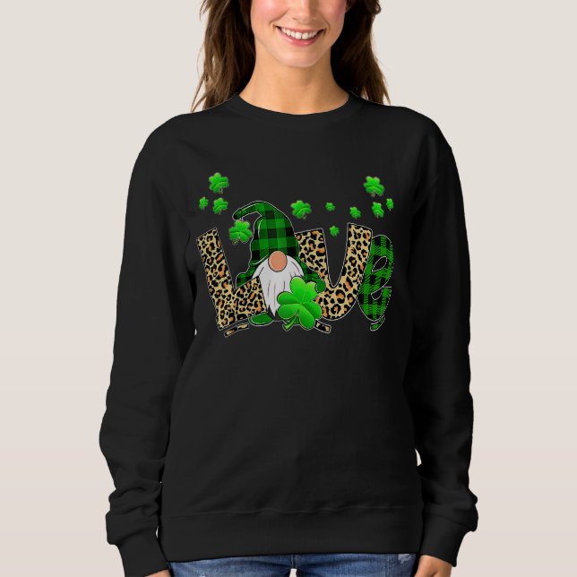 Leopard Buffalo Karierte Liebe St Patricks Day Gno Sweatshirt (Vorderseite)