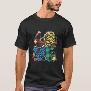 Leopard Buffalo Pläd Christmas Lights Christmas L T-Shirt