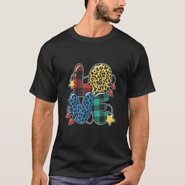 Leopard Buffalo Pläd Christmas Lights Christmas L T-Shirt (Vorderseite)