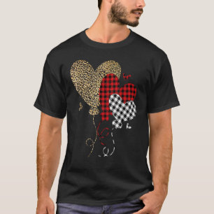 Leopard Büffel Rot Schwarz Kariert Herz Lustig Val T-Shirt