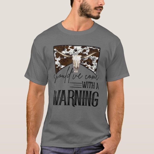 Leopard Bull Skull Came With Warning Western Count T-Shirt (Vorderseite)
