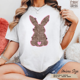 Leopard Bunny Anpassbare Farben Doodle Cute Pink Tri-Blend Shirt