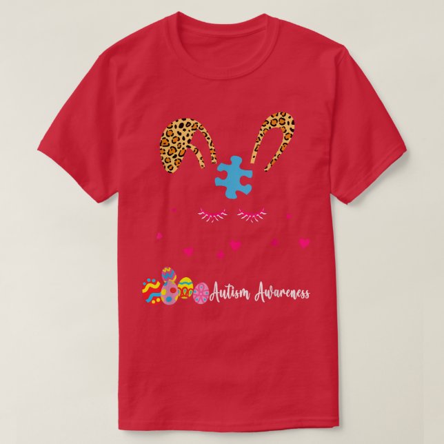 Leopard Bunny Autism Awareness  T-Shirt (Design vorne)