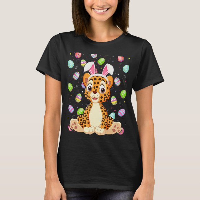 Leopard Bunny Easter Egg Funny Leopard Ostern Su T-Shirt (Vorderseite)