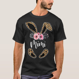 Leopard Bunny Floral Mimi Happy Ostertagsfamilie T-Shirt