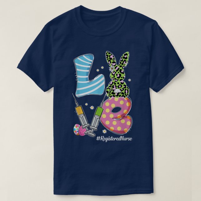 Leopard Bunny LIEBE Eingetragene Krankengeschichte T-Shirt (Design vorne)