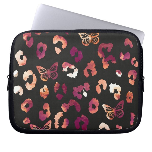 Leopard Butterfly Black Laptopschutzhülle (Vorderseite)