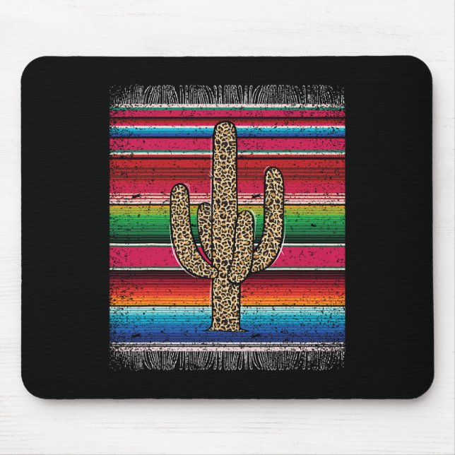 Leopard Cactus Mexican Serape Cinco De Mayo Women Mousepad (Vorne)