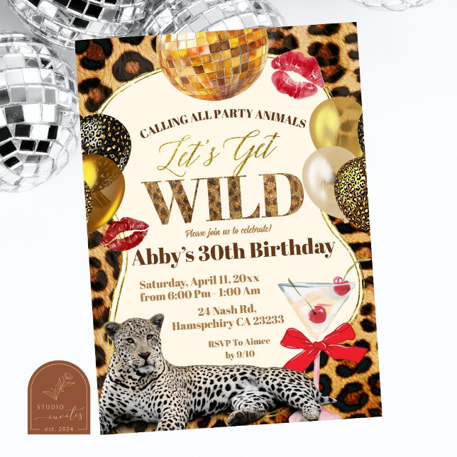Leopard Calling All Party Animals Wild Adult Birth Einladung (Von Creator hochgeladen)