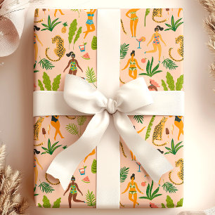 Leopard Cat Tropical Tribal African Jungle Muster Geschenkpapier