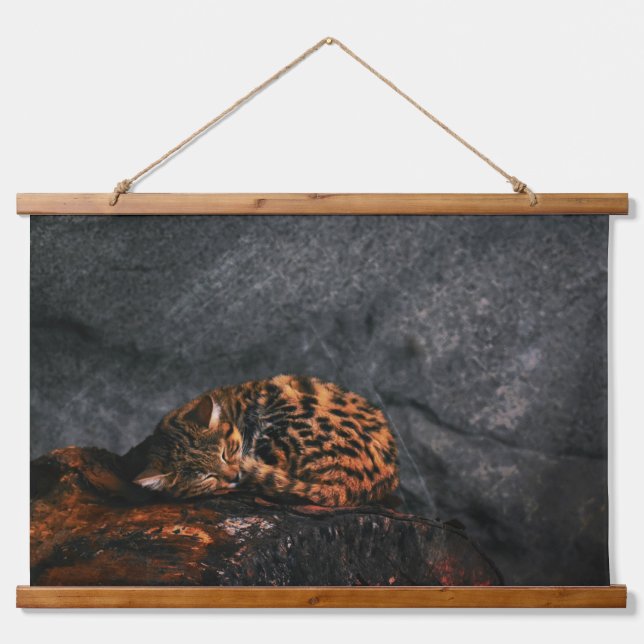 Leopard Cat Wandteppich Mit Holzrahmen (Vorne)