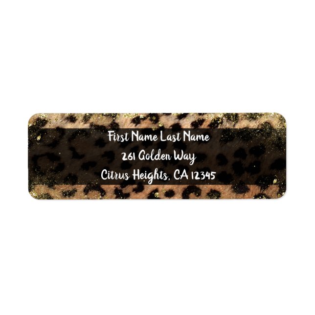 Leopard Cheetah Animal Print Gold Glitzern Flecks (Vorne)