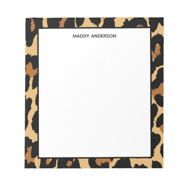 Leopard Cheetah Animal Print Muster Monogram Notizblock (Vorderseite)
