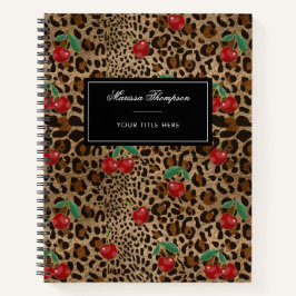 Leopard Cheetah Animal Print Red Cherry Pattern Notizbuch