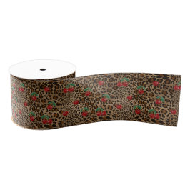Leopard Cheetah Animal Print Red Cherry Pattern Ripsband