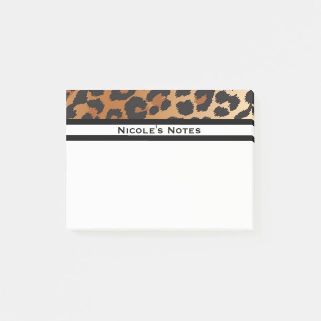 Leopard Cheetah Animal Print Trendy Personalisiert Post-it Klebezettel (Vorderseite)