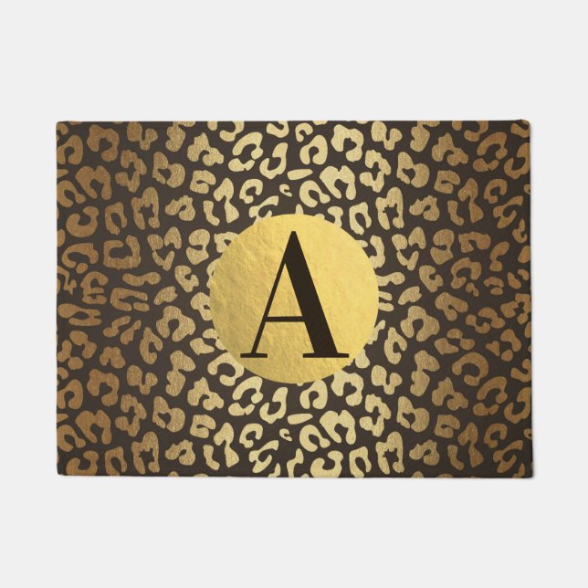 Leopard Cheetah Animal Skin Print Modern Glam Gold Fußmatte (Vorderseite)