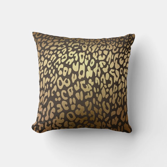 Leopard Cheetah Animal Skin Print Modern Glam Gold Kissen (Vorderseite)