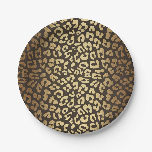 Leopard Cheetah Animal Skin Print Modern Glam Gold Pappteller (Vorderseite)