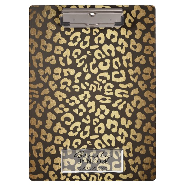 Leopard Cheetah Animal Skin Print Modern Glam Klemmbrett (Vorderseite)