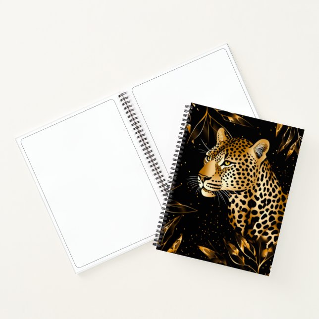Leopard Cheetah Black Gold Sketchbook Notizbuch (Innenseite)