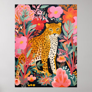 leopard cheetah bleibe wildes Kinderzimmer-Poster Poster