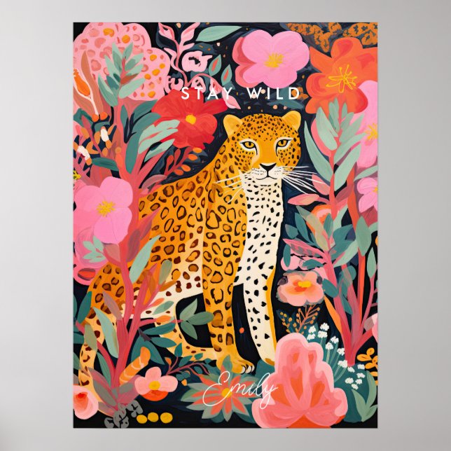leopard cheetah bleibe wildes Kinderzimmer-Poster Poster (Vorne)