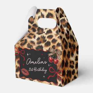Leopard Cheetah Cherry Birthday Favor Box Geschenkschachtel