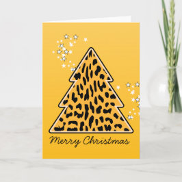 Leopard cheetah Christmas Tree Grußkarte Feiertagskarte