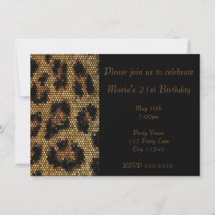 Leopard Cheetah Druck funkelnde Party-Einladung Einladung