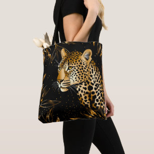 Leopard Cheetah Druck Schwarz Gold Dschungel Blätt