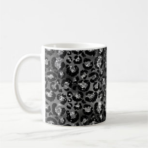 Leopard Cheetah Druck Schwarz Silber Grau Kaffeetasse