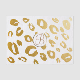 Leopard Cheetah Gold Druck Monogramm Buchstabe Ini Seidenpapier