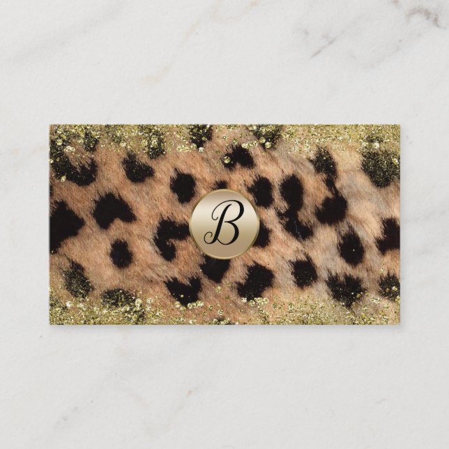 Leopard Cheetah Gold Glitzer Kundenloytion Treuekarte (Vorderseite)