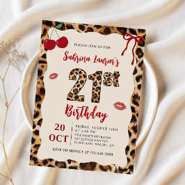 Leopard Cheetah Kirsch Geburtstag Einladung