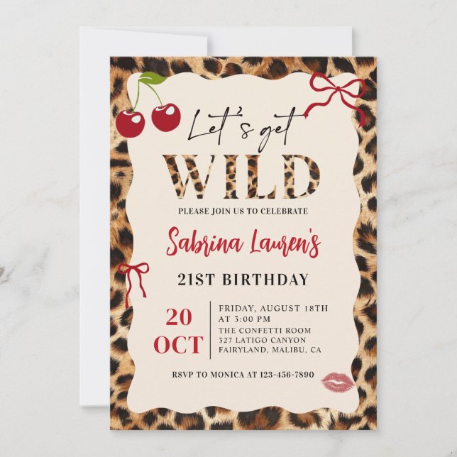 Leopard Cheetah Let’s Get Wild Birthday Invitation Einladung (Vorderseite)