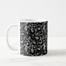 Leopard Cheetah Print Black Silver Grau Kaffeetasse