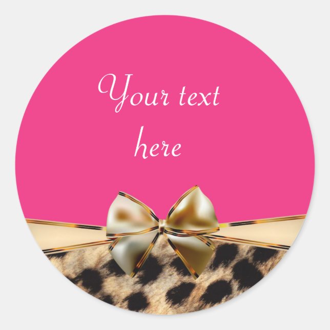 Leopard Cheetah Print Bow Pink Party Stickers (Vorderseite)