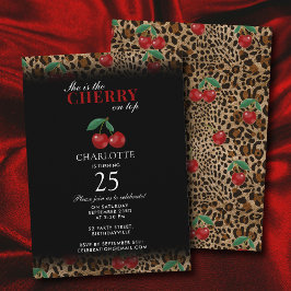 Leopard Cheetah Print Cherry On Top Birthday Einladung