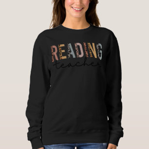Leopard Cheetah Print Reading Teacher wieder auf s Sweatshirt