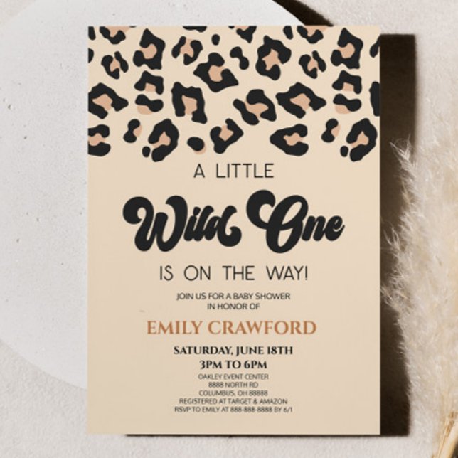 Leopard Cheetah Print Wild One Baby Dusche Einladung (Von Creator hochgeladen)