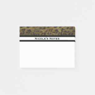 Leopard Cheetah Sparkle Glam Trendy Personalisiert Post-it Klebezettel