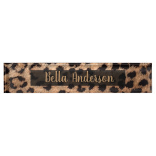 Leopard Cheetah Tierdruck Glamour Modern Trendig Namensplakette