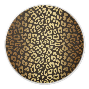 Leopard Cheetah Tierhaut Druck Modern Glamour Gold Keramikknauf