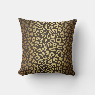 Leopard Cheetah Tierhaut Druck Modern Glamour Gold Kissen