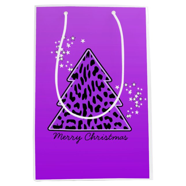 Leopard cheetah Weihnachtsbaum Mittlere Geschenktüte (Vorderseite)